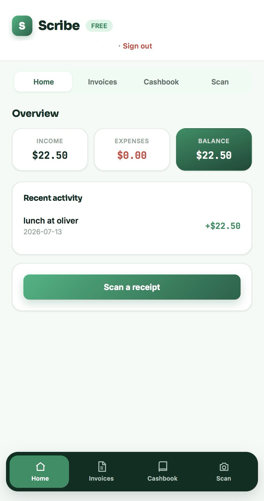 Scribe - A bookkeping App